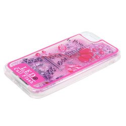 iPhone 7 LED Flash Design Liquid Star Dust Case (Eiffel Tower Hot Pink)